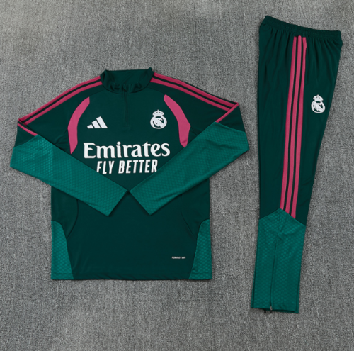 Real Madrid 2026/2027 1/4 zipper tracksuit dark green and red