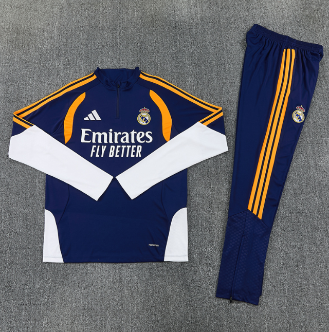 Real Madrid 2026/2027 1/4 zipper tracksuit royal blue and yellow
