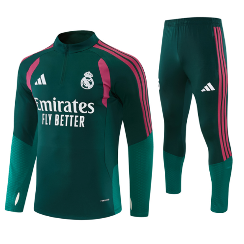 Real Madrid 2026/2027 1/4 zipper tracksuit dark green and red
