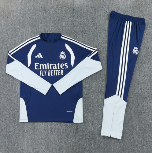 Real Madrid 2026/2027 1/4 zipper tracksuit royal blue and white