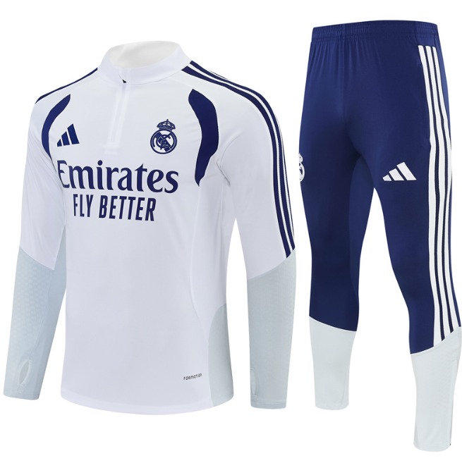 Real Madrid 2026/2027 1/4 zipper tracksuit White and blue