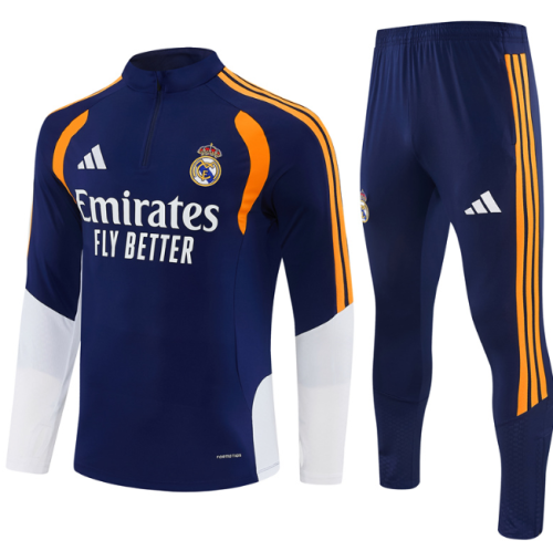 Real Madrid 2026/2027 1/4 zipper tracksuit royal blue and yellow