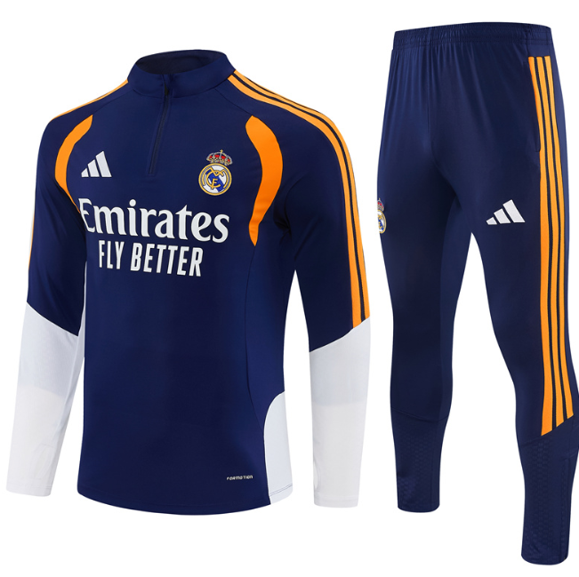 Real Madrid 2026/2027 1/4 zipper tracksuit royal blue and yellow