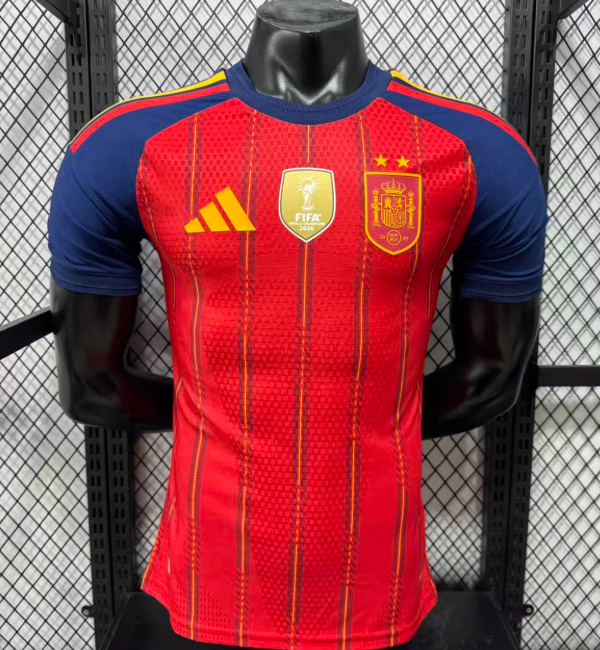 Spain 2026 home shirt player version (2 stars with golden patch)