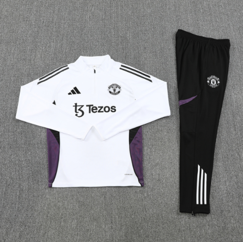 Manchester Unitde 2025/2026 1/4 zipper tracksuit white1