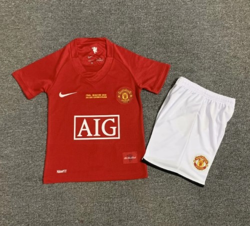 Manchester Unitde 2007/2008 home retro kids kit (top+shorts)