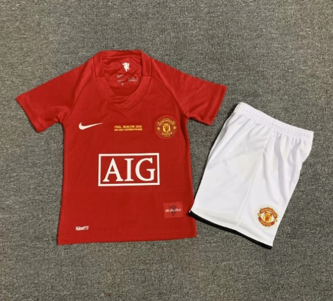Manchester Unitde 2007/2008 home retro kids kit (top+shorts)