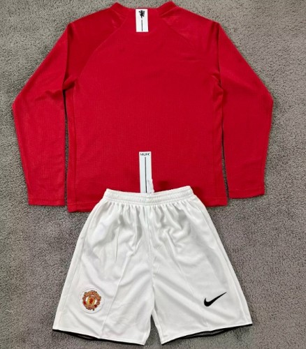 Manchester Unitde  2007/2008 home retro kids kit (top+shorts) long-sleeve