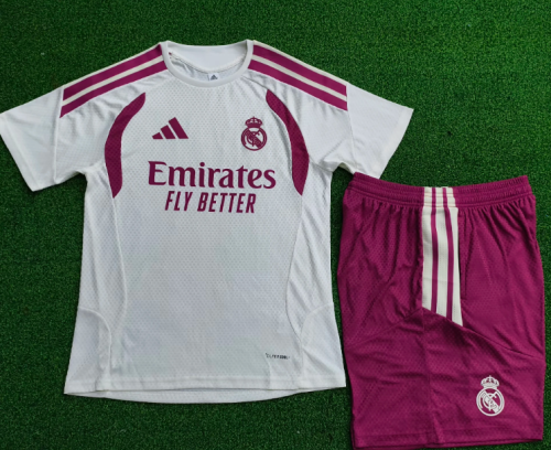 Real Madrid 2026/2027 short sleeve and shorts tracksuit white and pink