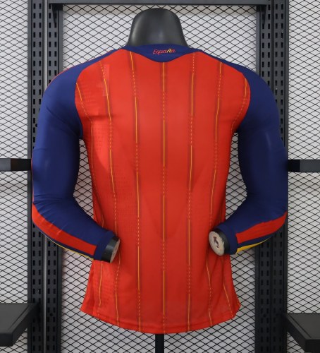 Spain 2026 home shirt player version  long sleeves (2 stars with golden patch)