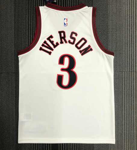 Philadelphia 76ers NBA  shirt  retro white shirt Allen Iverson 3