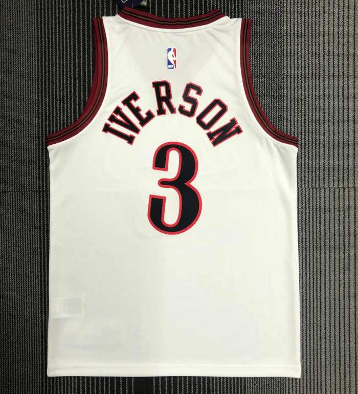 Philadelphia 76ers NBA  shirt  retro white shirt Allen Iverson 3