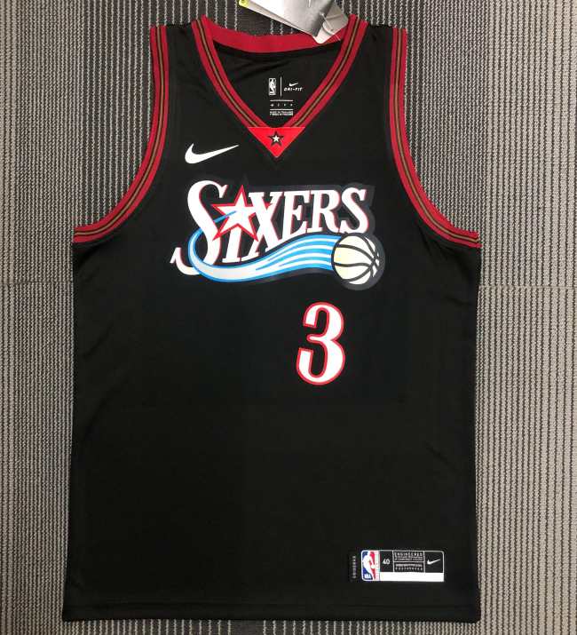 Philadelphia 76ers NBA shirt retro black shirt Allen Iverson 3