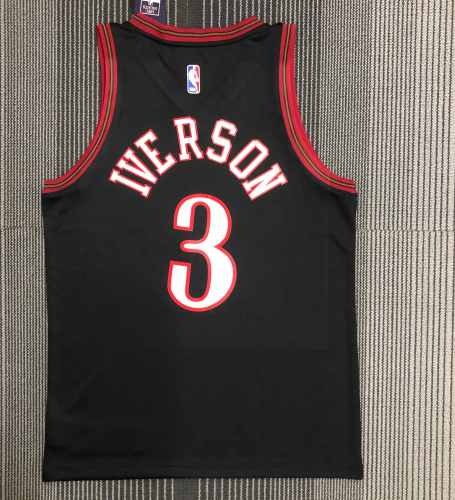 Philadelphia 76ers NBA  shirt  retro black shirt Allen Iverson 3