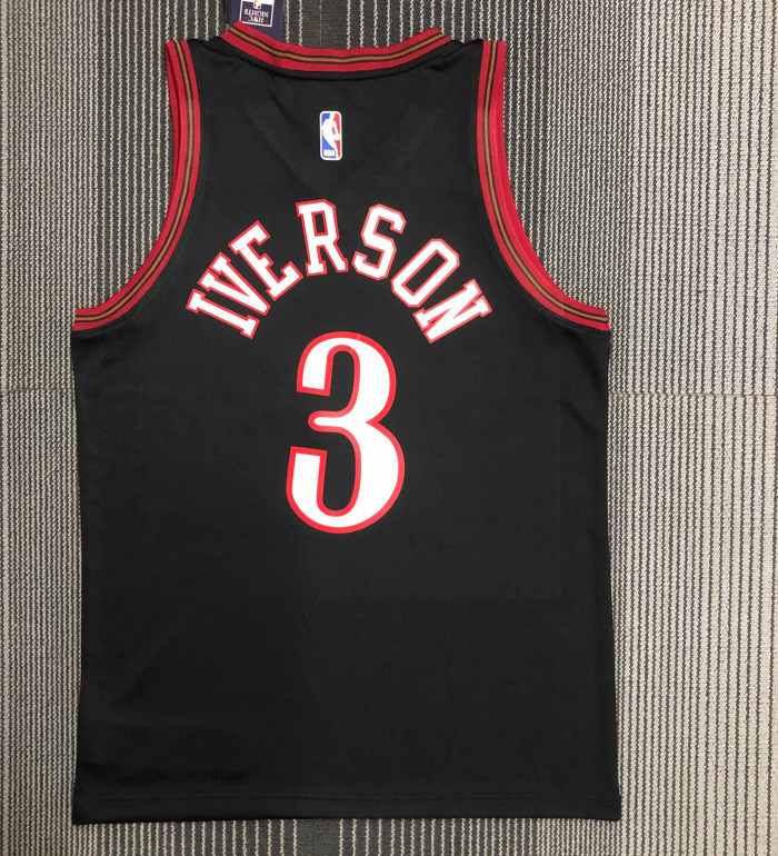 Philadelphia 76ers NBA  shirt  retro black shirt Allen Iverson 3