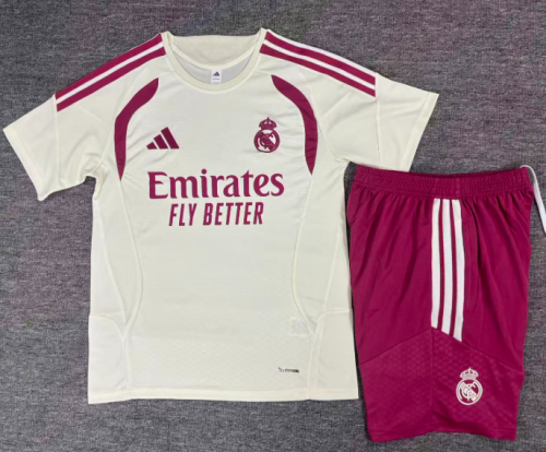 Real Madrid 2026/2027 short sleeve and shorts tracksuit white and pink