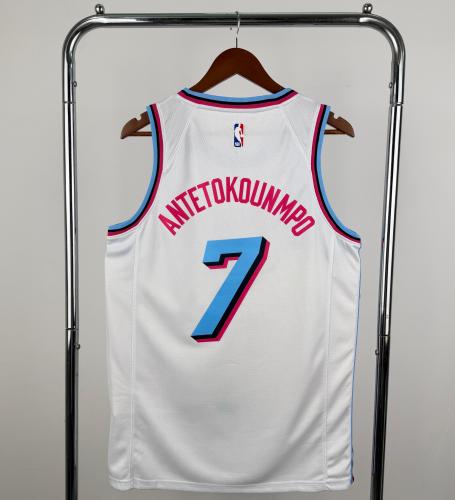 Miami Heat NBA Shirt Round-neck white ANTETOKOUNMPO 7