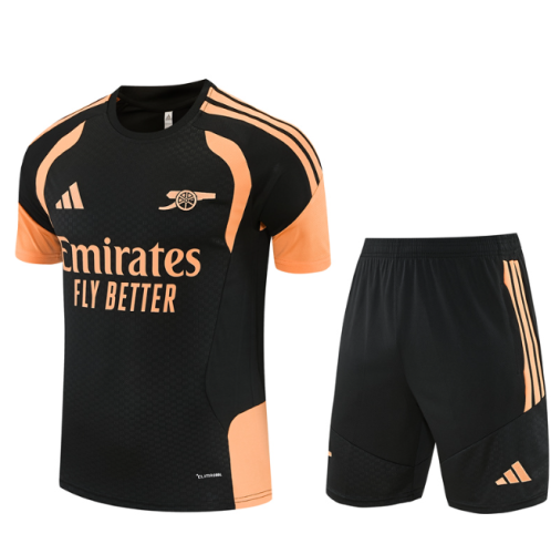 Arsenal 2026/2027 short sleeve and shorts tracksuit Black and  orange