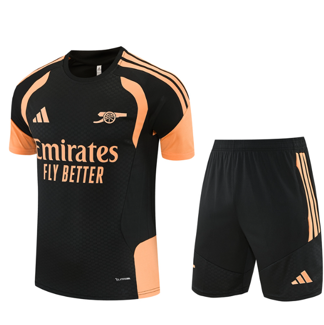 Arsenal 2026/2027 short sleeve and shorts tracksuit Black and  orange