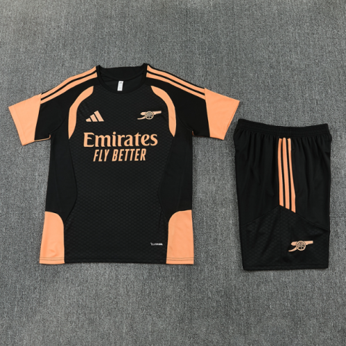 Arsenal 2026/2027 short sleeve and shorts tracksuit Black and  orange