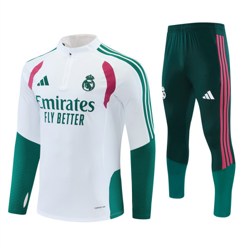 Real Madrid 2026/2027 1/4 zipper tracksuit white and green