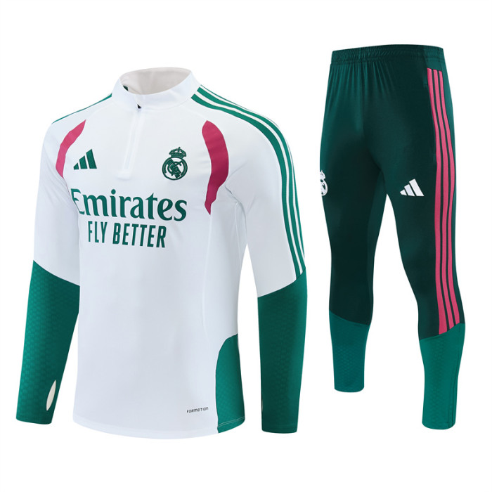 Real Madrid 2026/2027 1/4 zipper tracksuit white and green