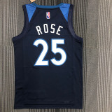 21-22 Timberwolves ROSE #25 Dark blue 75th Anniversary Top Quality Hot Pressing NBA Jersey