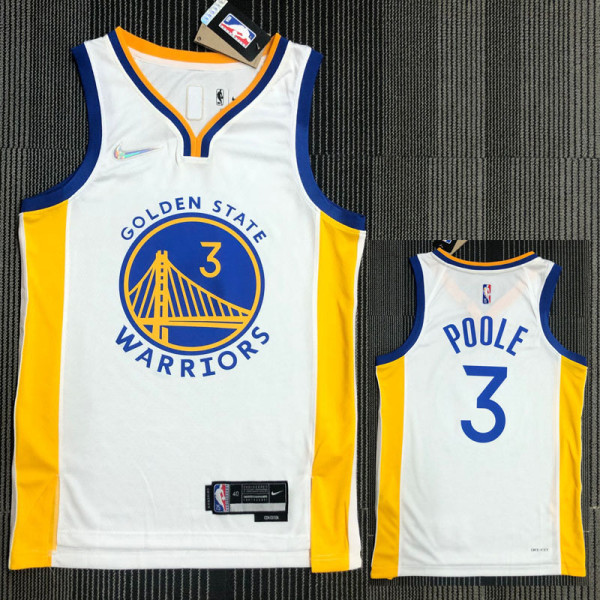 21-22 Warriors POOLE #3 White 75th Anniversary Top Quality Hot Pressing NBA Jersey