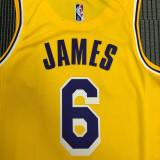 21-22 Lakers JAMES #6 Yellow Top Quality Hot Pressing NBA Jersey