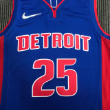 21-22 Pistons ROSE #25 Blue 75th Anniversary Top Quality Hot Pressing NBA Jersey