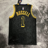 LAKERS RUSSELL #1 Black Top Quality Hot Pressing NBA Jersey（蛇纹）