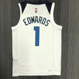 21-22 Timberwolves EDWARDS #1 White 75th Anniversary Top Quality Hot Pressing NBA Jersey