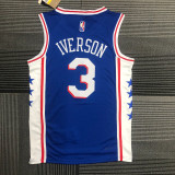 21-22 76ERS IVERSON #3 Blue 75th Anniversary Top Quality Hot Pressing NBA Jersey