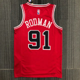 21-22 Bulls RODMAN #91 Red 75th Anniversary Top Quality Hot Pressing NBA Jersey