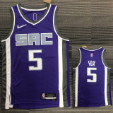 21-22 Kings Fox #5 Purple 75th Anniversary Top Quality Hot Pressing NBA Jersey
