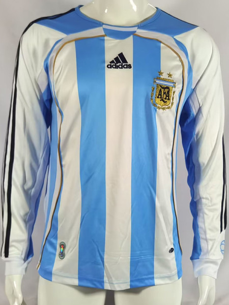 2006 Argentina Home Long Sleeve Retro Soccer Jersey (长袖)