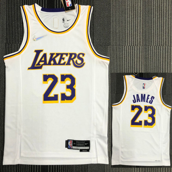 21-22 Lakers JAMES #23 White 75th Anniversary Top Quality Hot Pressing NBA Jersey
