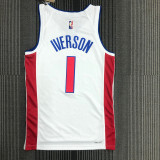 21-22 Pistons IVERSON #1 White 75th Anniversary Top Quality Hot Pressing NBA Jersey