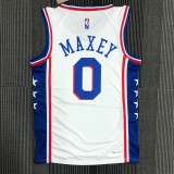 21-22 76ERS MAXEY #0 White 75th Anniversary Top Quality Hot Pressing NBA Jersey