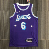 21-22 Lakers JAMES #6 Purple City Edition Top Quality Hot Pressing NBA Jersey