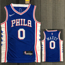 21-22 76ERS MAXEY #0 Blue 75th Anniversary Top Quality Hot Pressing NBA Jersey