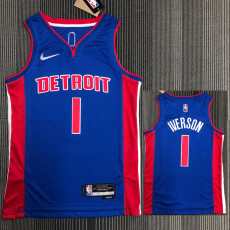 21-22 Pistons IVERSON #1 Blue 75th Anniversary Top Quality Hot Pressing NBA Jersey