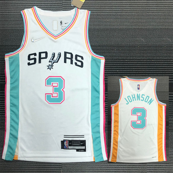 21-22 Sa Spurs JOHNSON #3 White City Edition Top Quality Hot Pressing NBA Jersey