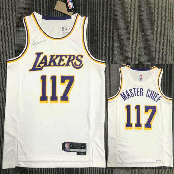 21-22 Lakers MASTER CHIEF #117 White 75th Anniversary Top Quality Hot Pressing NBA Jersey (X-BOX联名款)