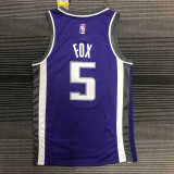 21-22 Kings Fox #5 Purple 75th Anniversary Top Quality Hot Pressing NBA Jersey