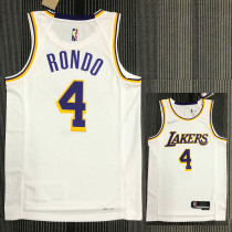 21-22 Lakers RONDO #4 White 75th Anniversary Top Quality Hot Pressing NBA Jersey