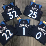 21-22 Timberwolves RUSSELL #0 Dark blue 75th Anniversary Top Quality Hot Pressing NBA Jersey
