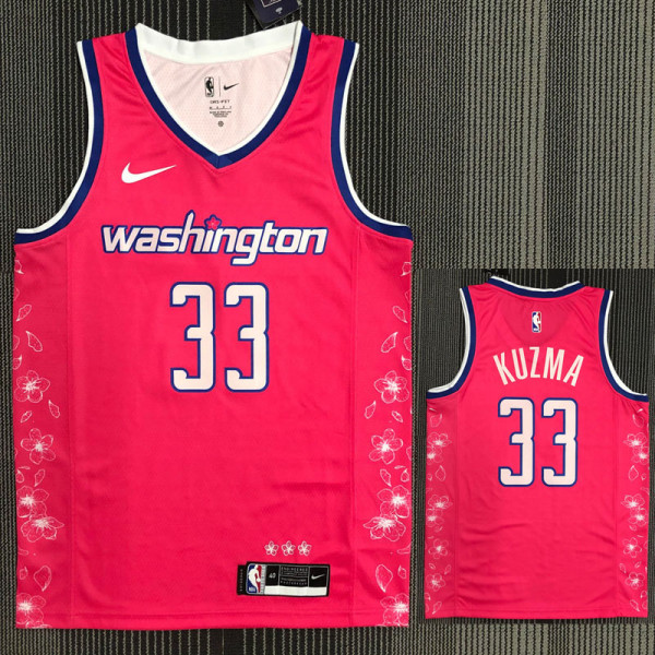 21-22 Wizards KUZMA #33 Pink Red City Edition Top Quality Hot Pressing NBA Jersey