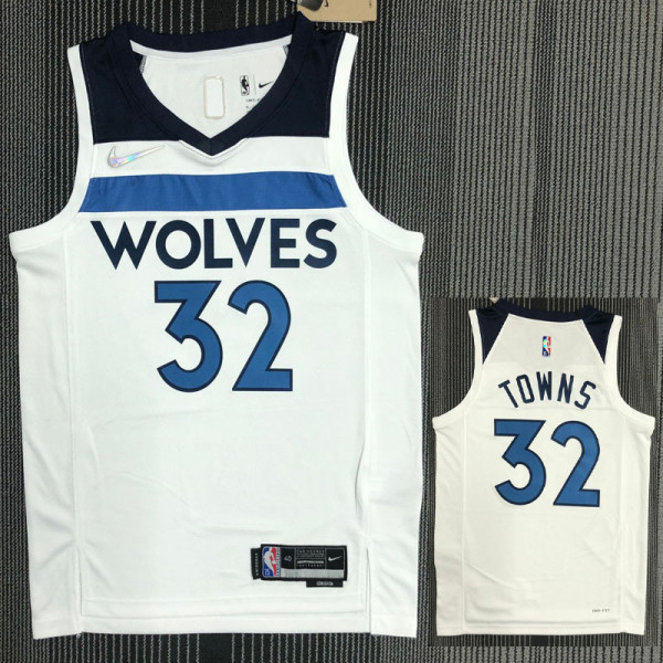 21-22 Timberwolves TOWNS #32 White 75th Anniversary Top Quality Hot Pressing NBA Jersey