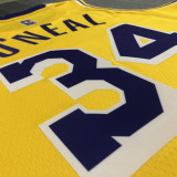 21-22 Lakers Ｏ'NEAL #34 Yellow 75th Anniversary Top Quality Hot Pressing NBA Jersey
